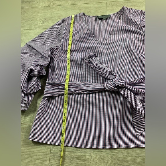 Anthropologie Sunday in Brooklyn Balloon Sleeve Check Ruffled Blouse Top - Picture 10 of 12